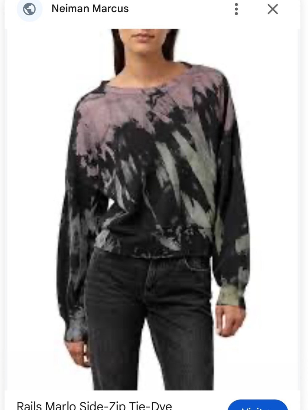 Rails Tie-Dye Marlo Sweatshirt — Black, Pink & Green S
